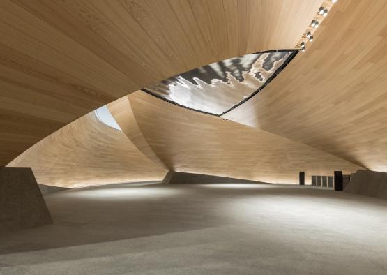 a large room with a large ceiling