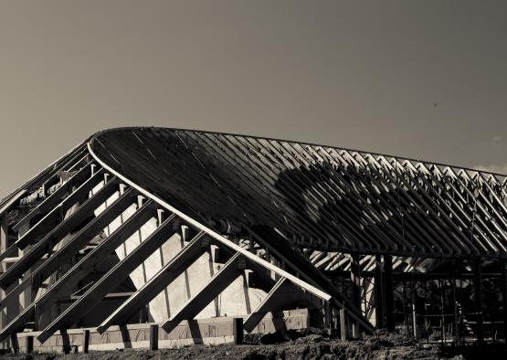 a building under construction with a roof