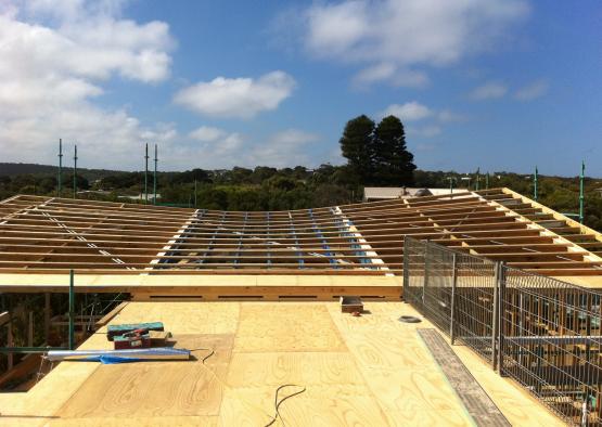 a wood structure under construction