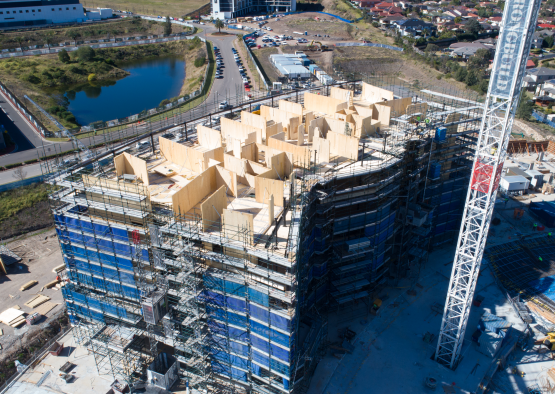 a building under construction with scaffolding