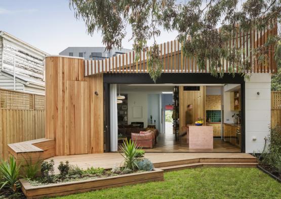 a house with a deck and a patio