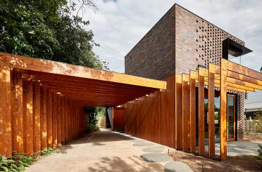 a building with a wooden structure